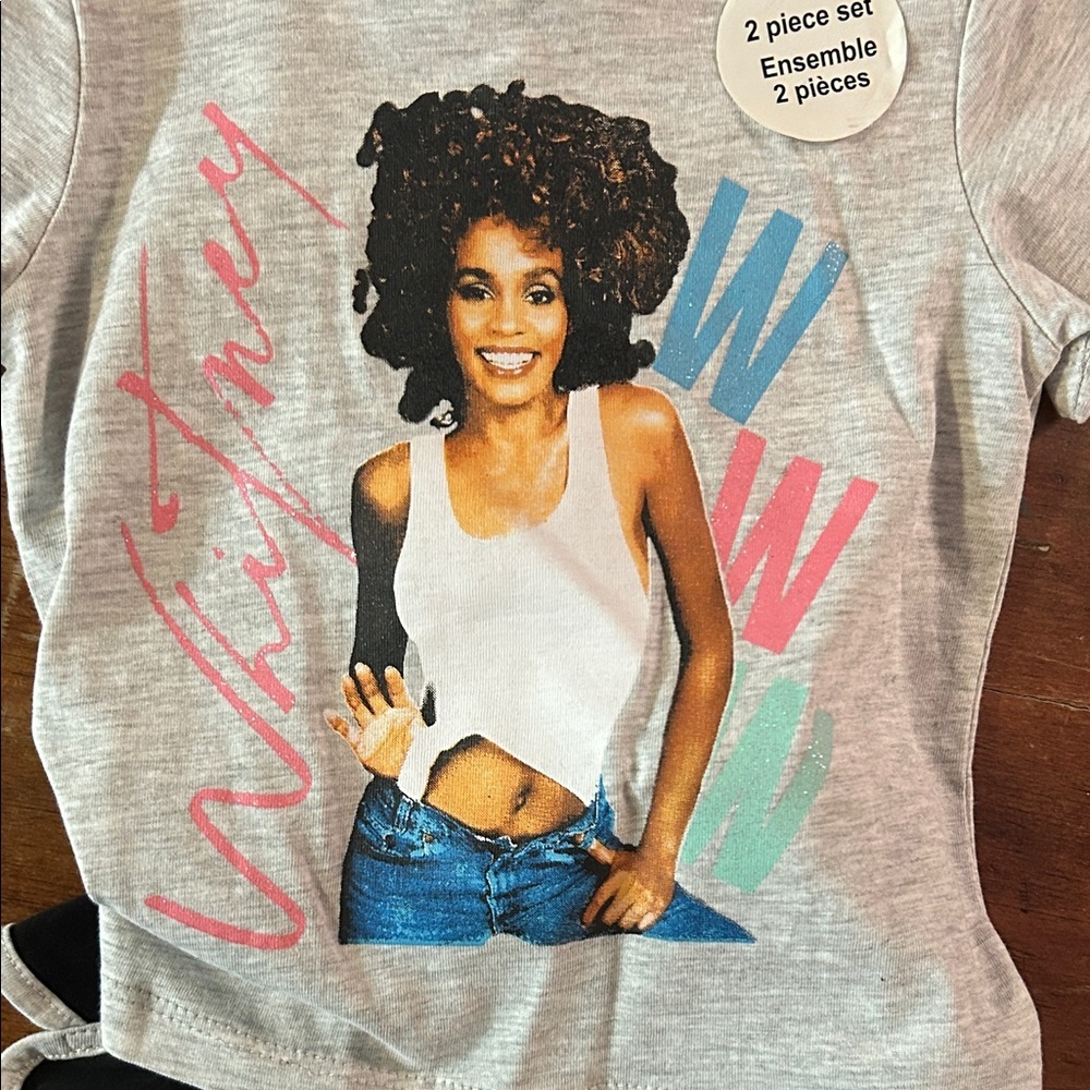Toddler “Whitney Houston” Outfit - Graphic Tee with Shorts Set (fit 12-18m) - Picture 3 of 4